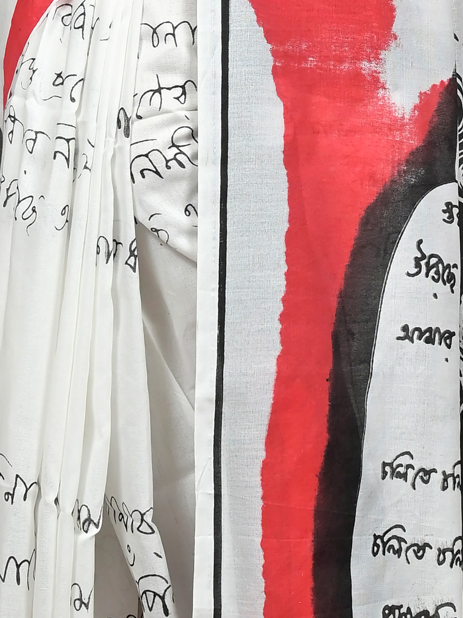 White Pure Cotton Nopa Printed Handloom Saree (2265)